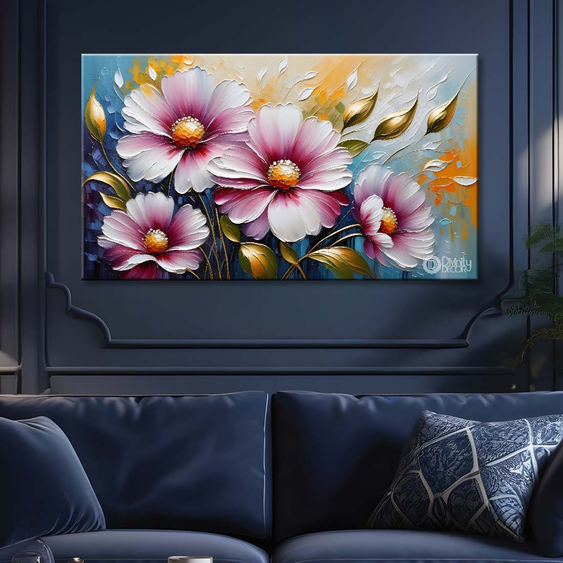 Purple flowers with light textured painting- Design - Flower-149