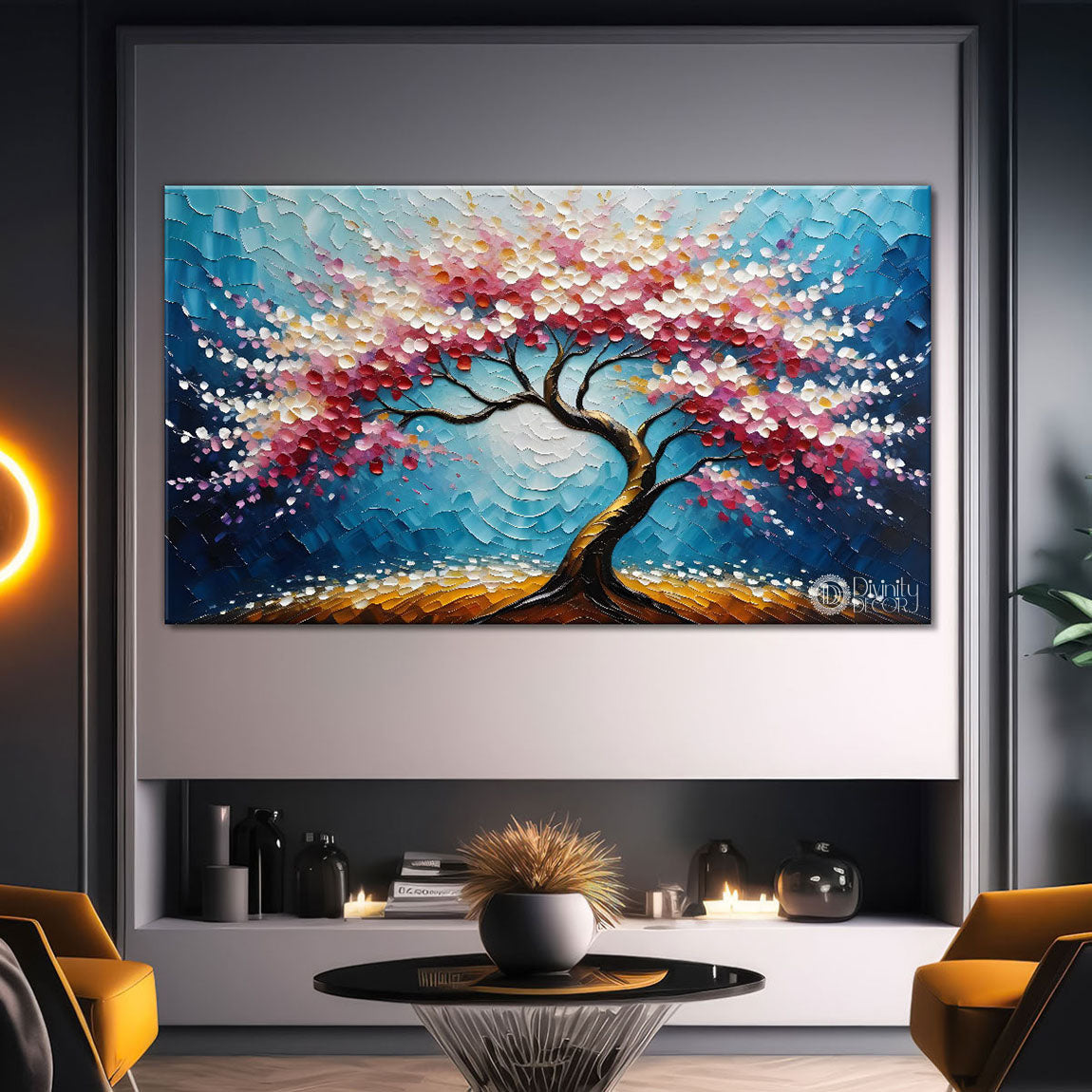 Spring tree in textured modern art- Design - Tree-149