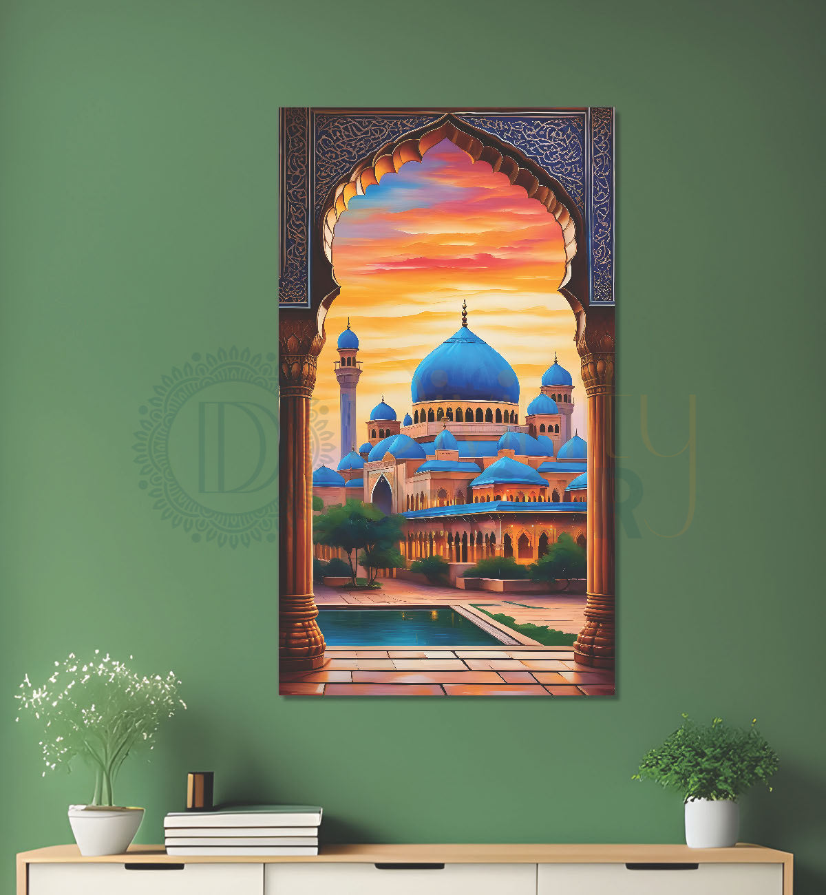 Islamic mosque with colourful background modern art - Islamic paintings-V-14
