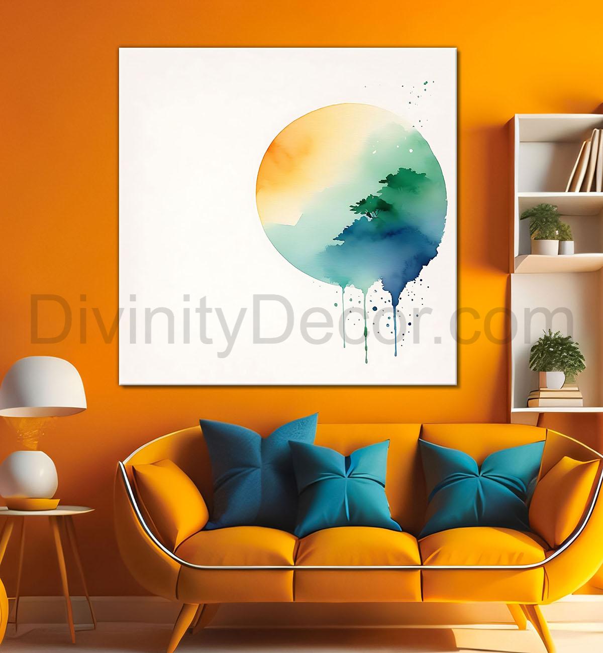 Mountains in water colour painting 24X24  - Nature Art -S-150