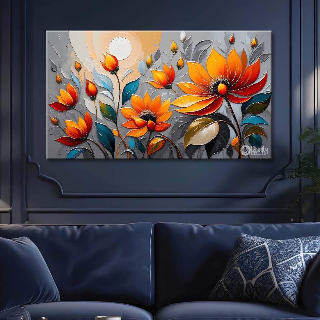 Orange flowers with light background- Design - Flower-153