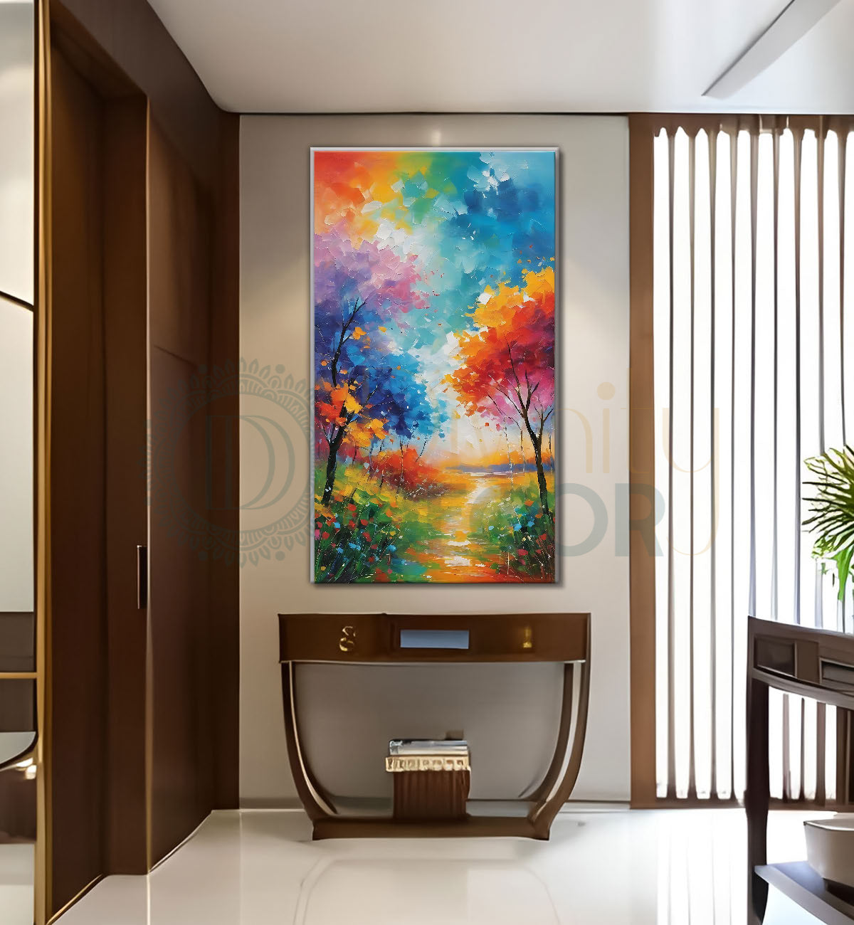 Colourful trees in textured painting art Canvas Painting - Nature Art -V-154