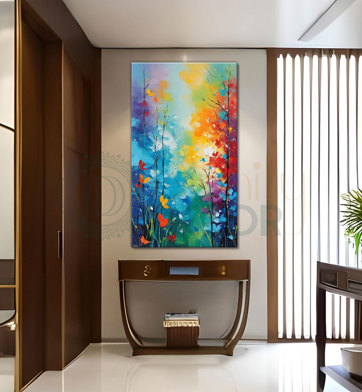 Colourful tree in textured natural art Canvas Painting - Nature Art -V-156