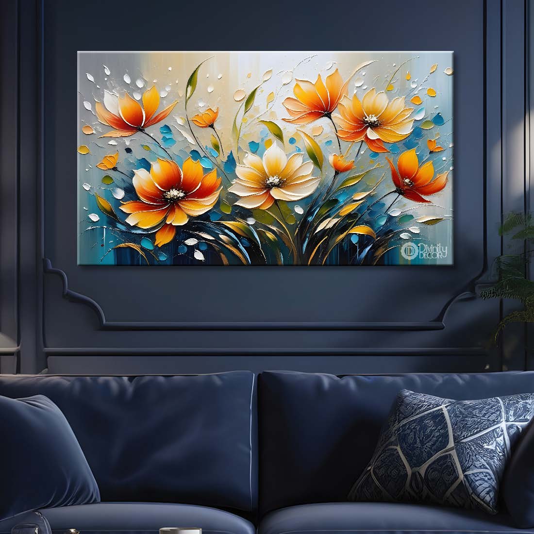 Orange flowers with light background- Design - Flower-156