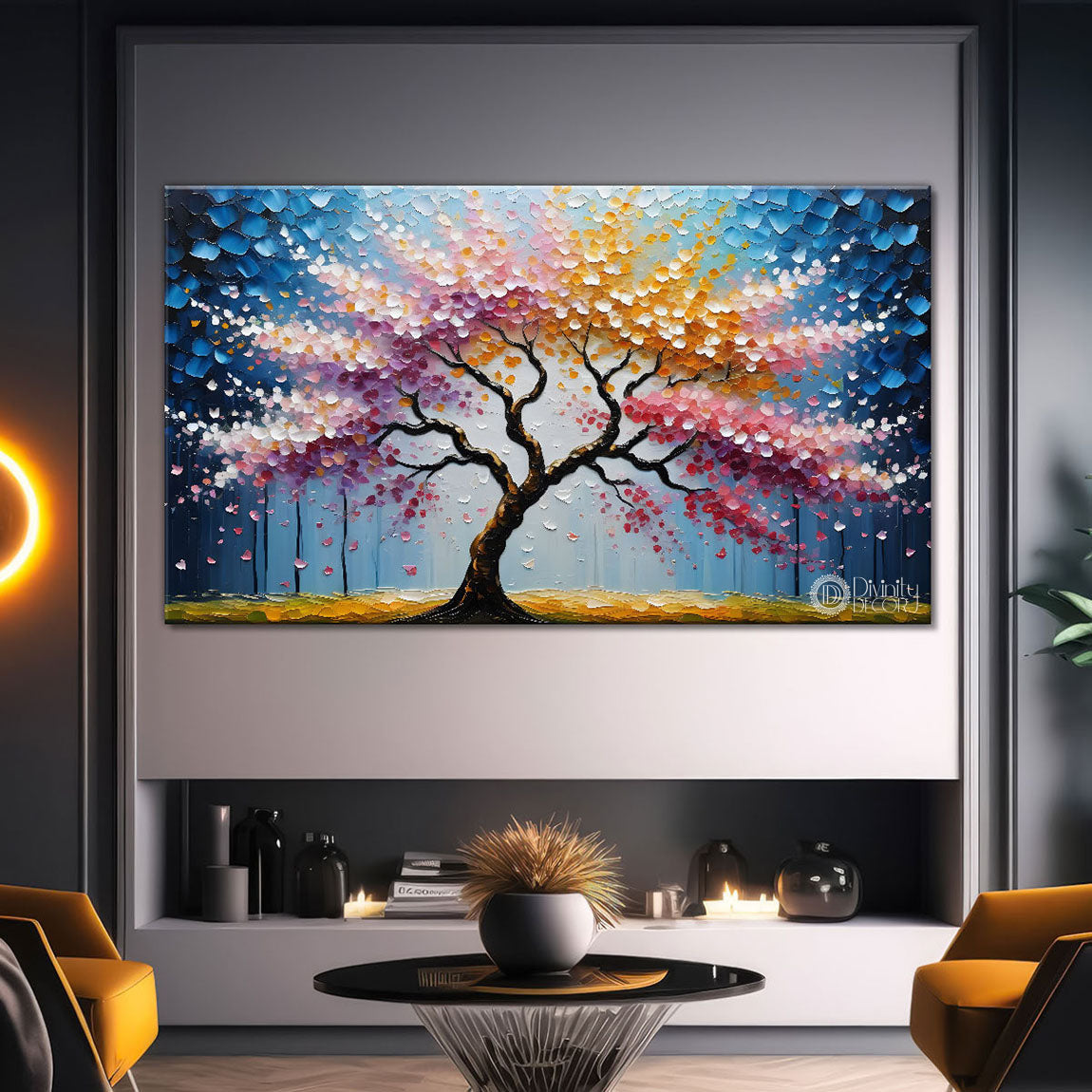 Spring tree in textured modern art- Design - Tree-156