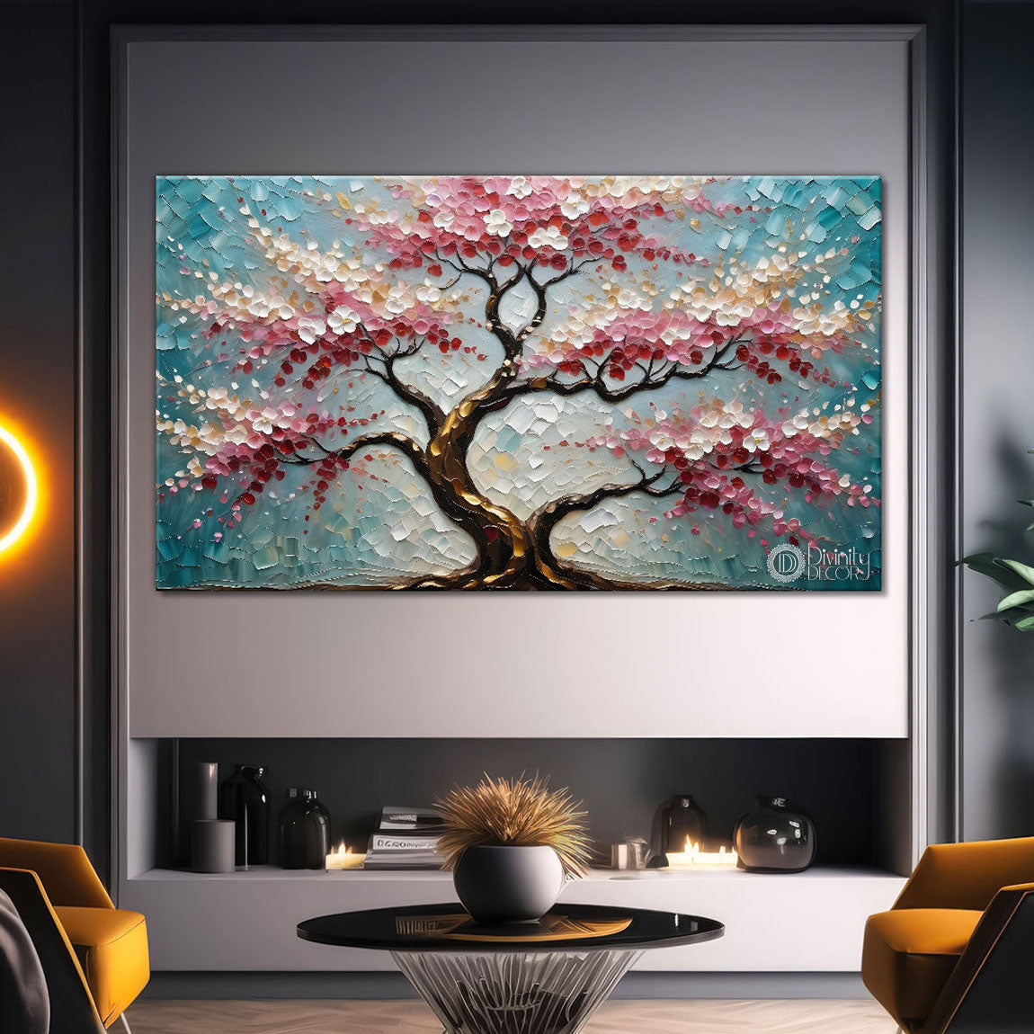 Spring tree in textured modern art- Design - Tree-158
