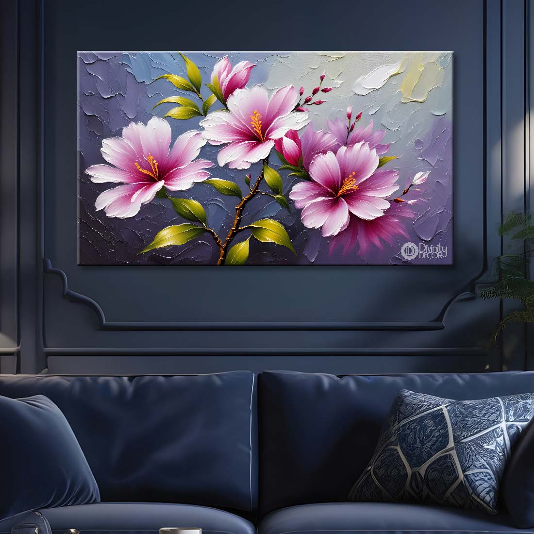 Purple flowers with grey background- Design - Flower-159