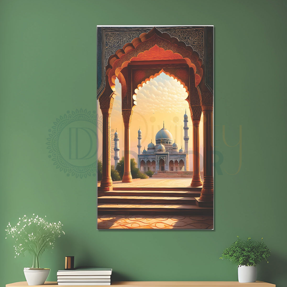 Islamic mosque with bright colours modern art - Islamic paintings-V-15 ...