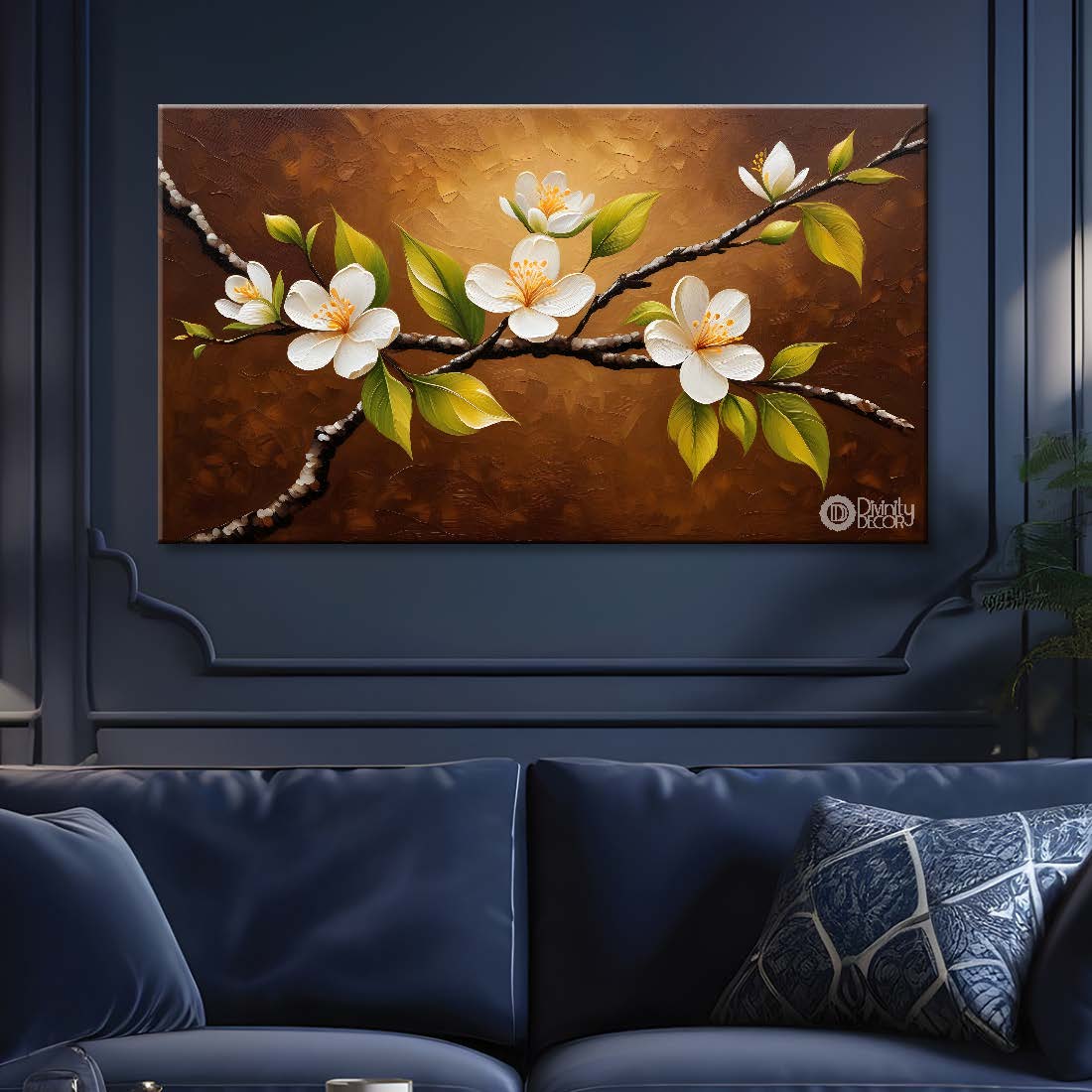 White flowers with golden background- Design - Flower-160