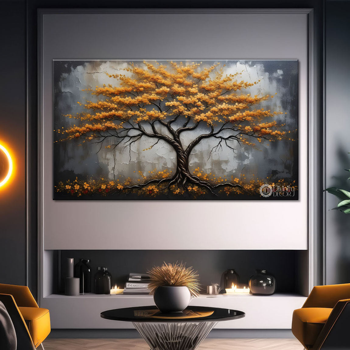 Orange tree in textured modern art- Design - Tree-160