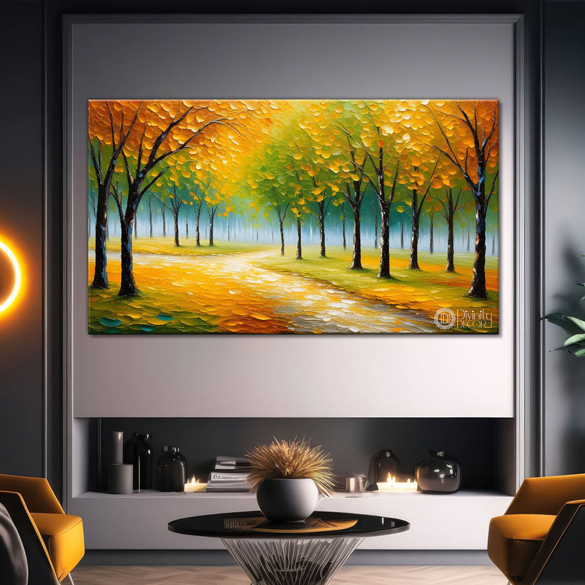 Orange tree in textured modern art- Design - Tree-166
