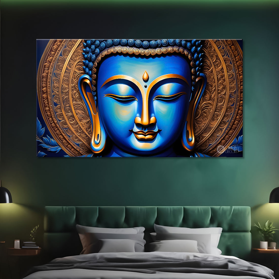 Golden buddha with dark background painting Canvas Wall Painting - Buddha-168