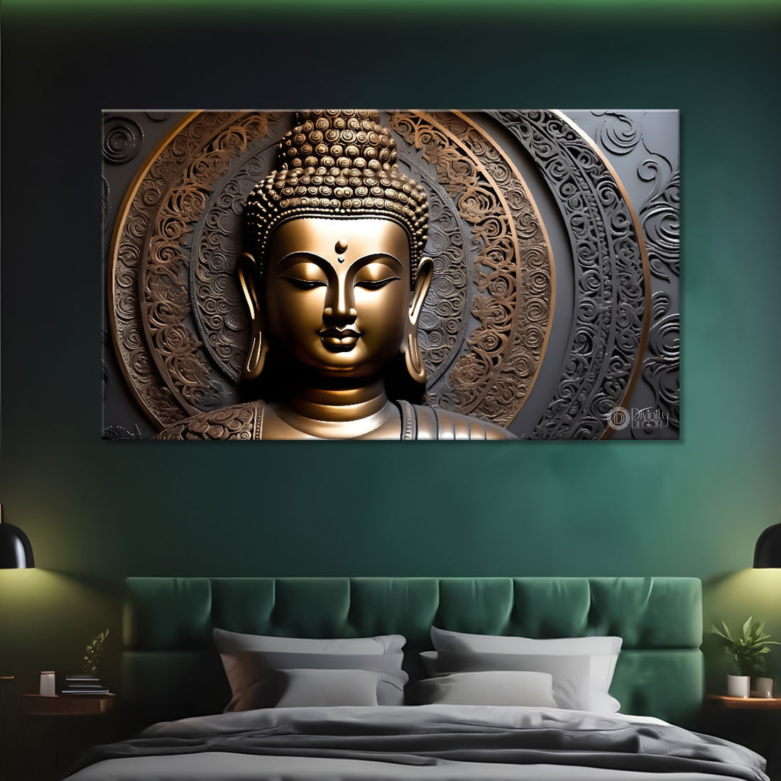 Golden buddha with dark background painting Canvas Wall Painting - Buddha-170