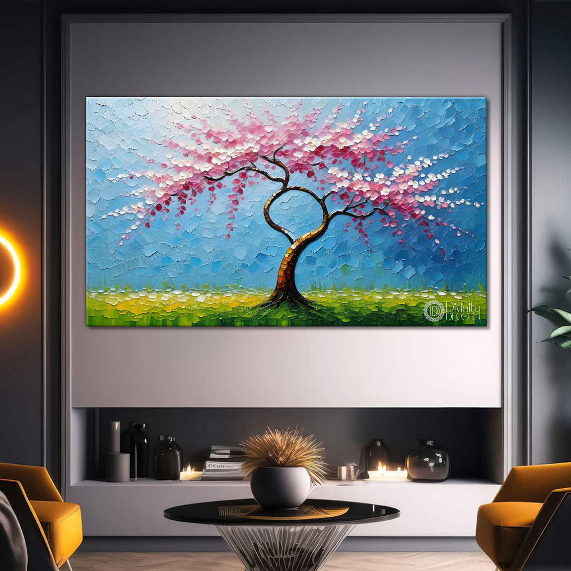 Spring tree in textured modern art- Design - Tree-173