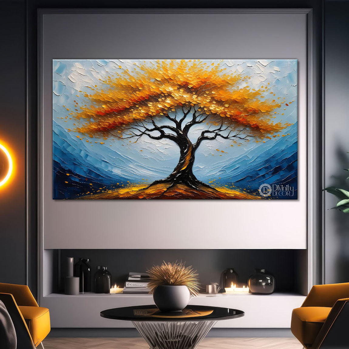 Orange tree in textured modern art- Design - Tree-177