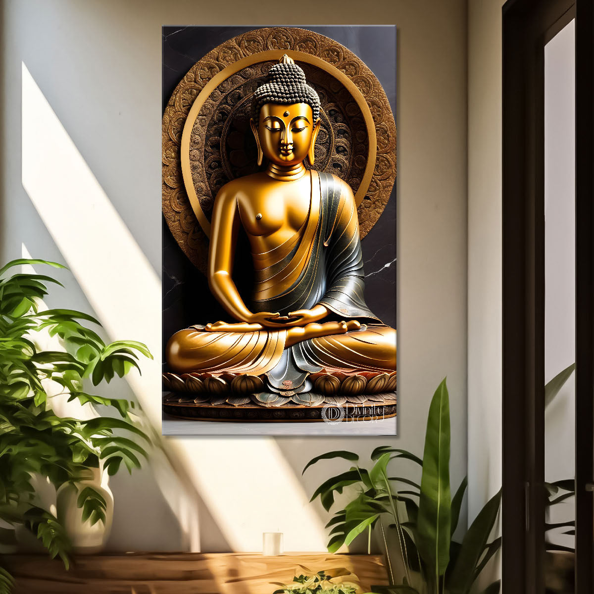Golden buddha textured painting-V-178