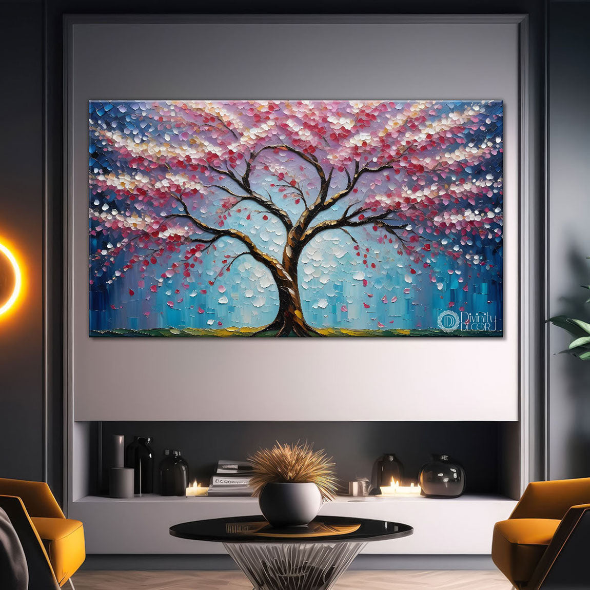 Spring tree in textured modern art- Design - Tree-178