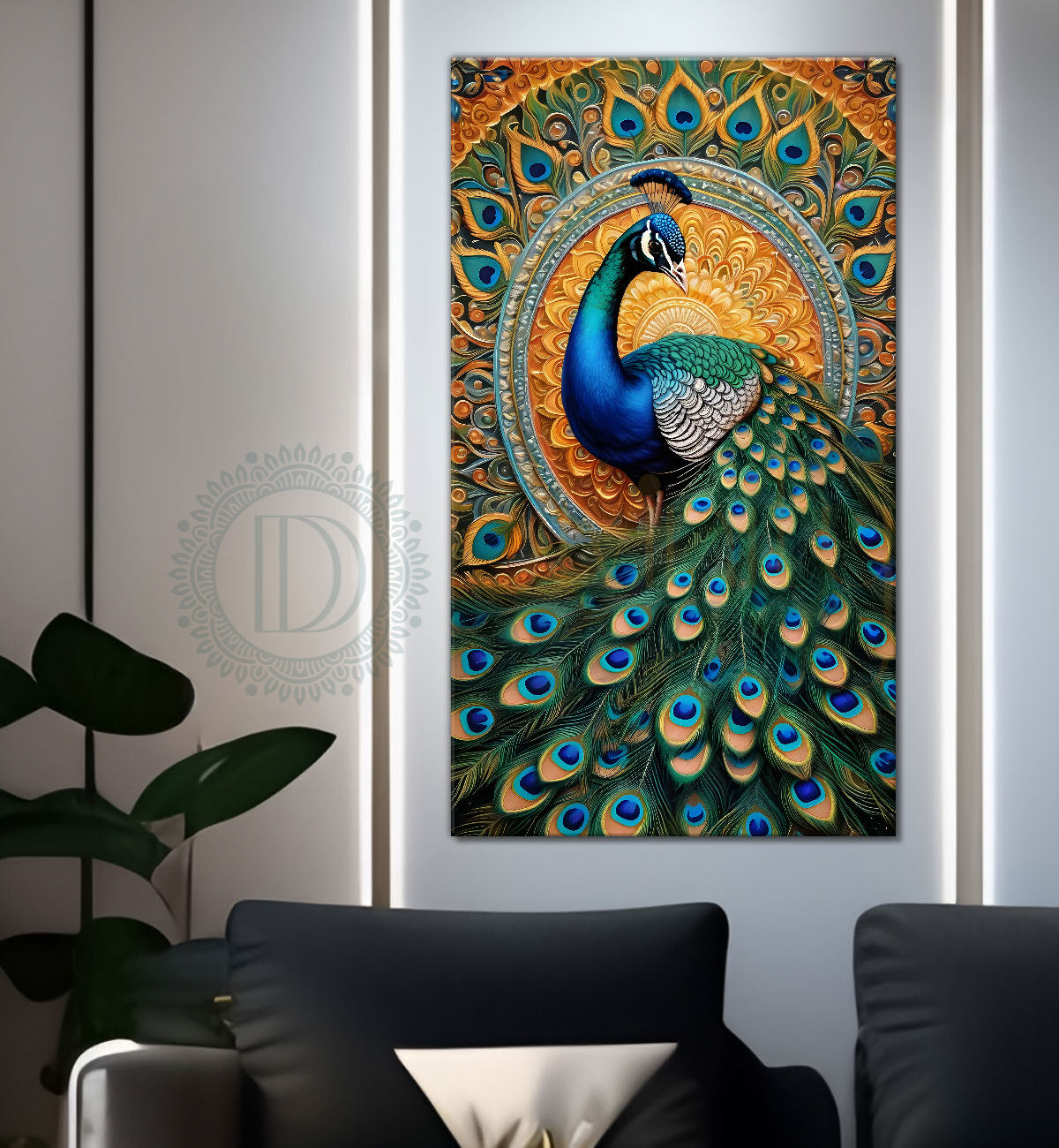 Peacock in bright colours modern art painting - Design - Peacock-V-17