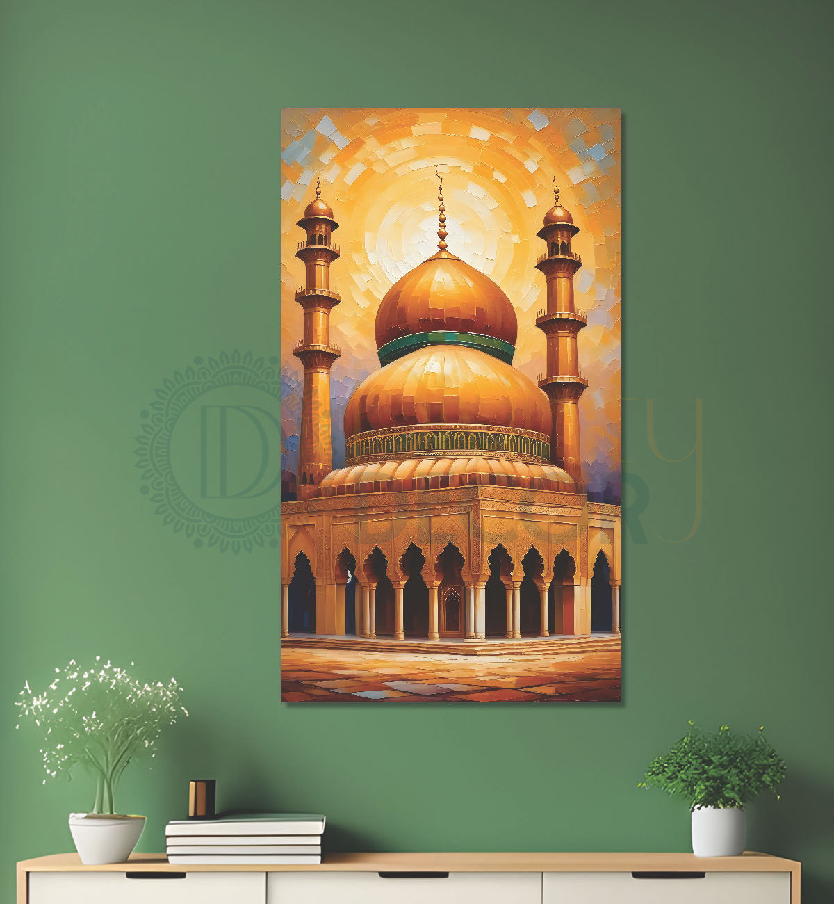 Islamic mosque with bright colours modern art - Islamic paintings-V-17
