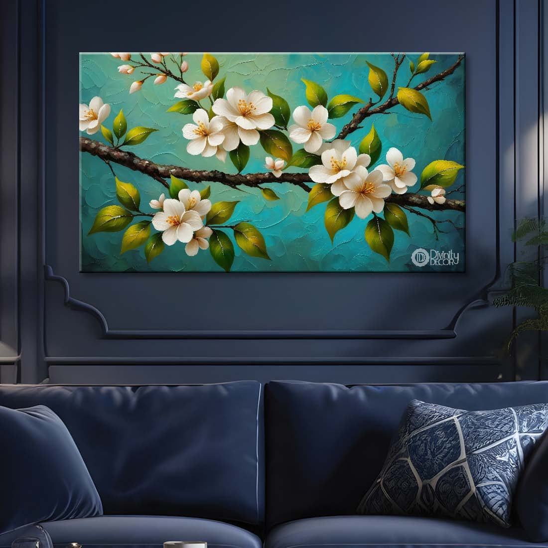 White flowers in green background- Design - Flower-180