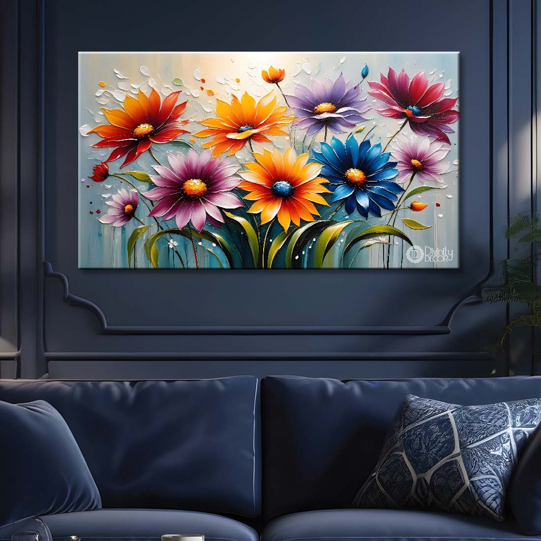 Colorful flowers in light background- Design - Flower-181