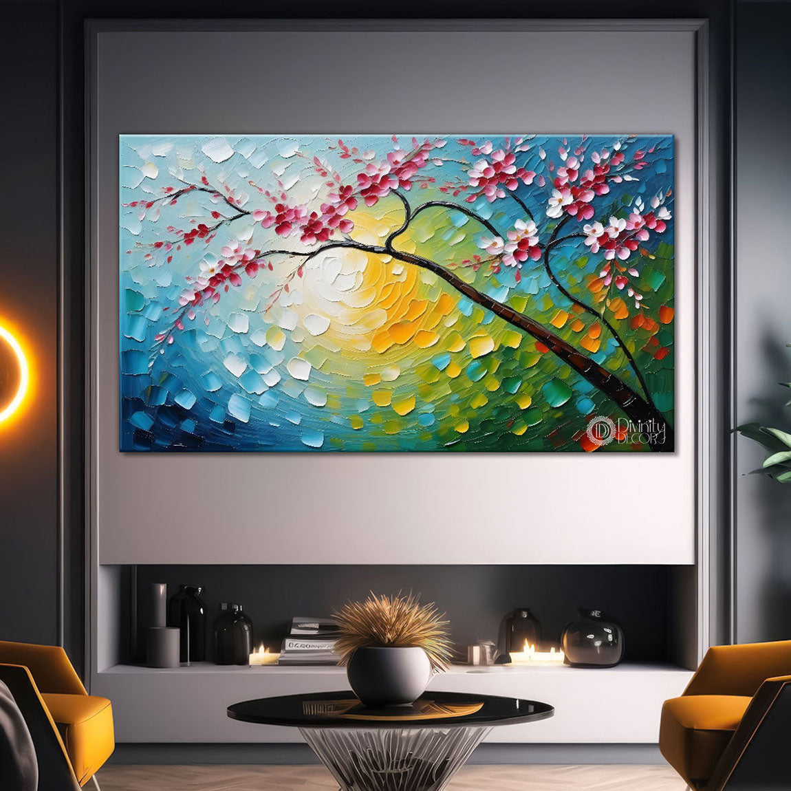 Spring tree in textured modern art- Design - Tree-182