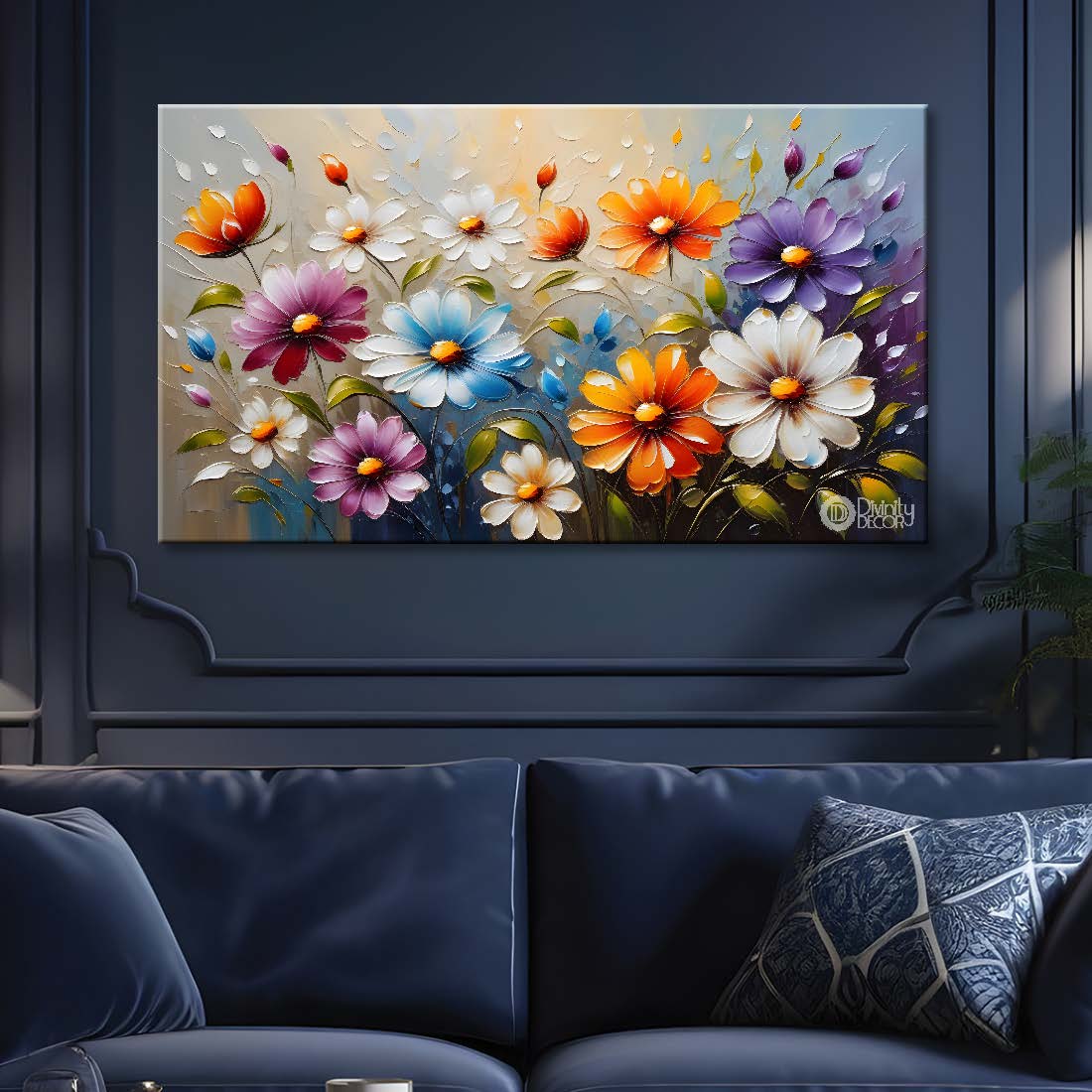 Colorful flowers with light textured painting- Design - Flower-184