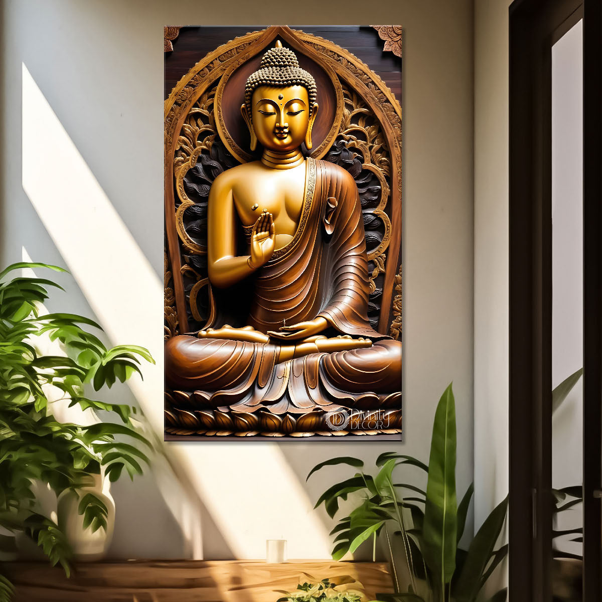 Golden buddha with chakra texturd painting-V-184