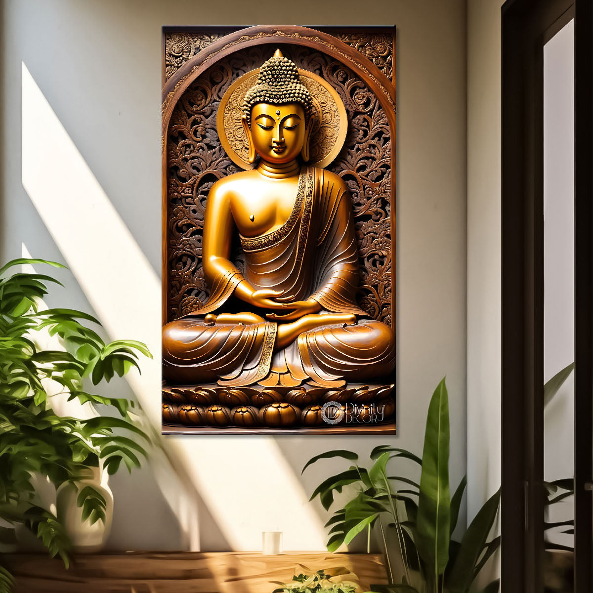 Golden buddha with chakra texturd painting-V-185