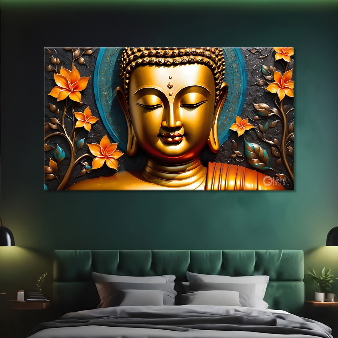 Buddha in colorful background textured painting Canvas Wall Painting - Buddha-186