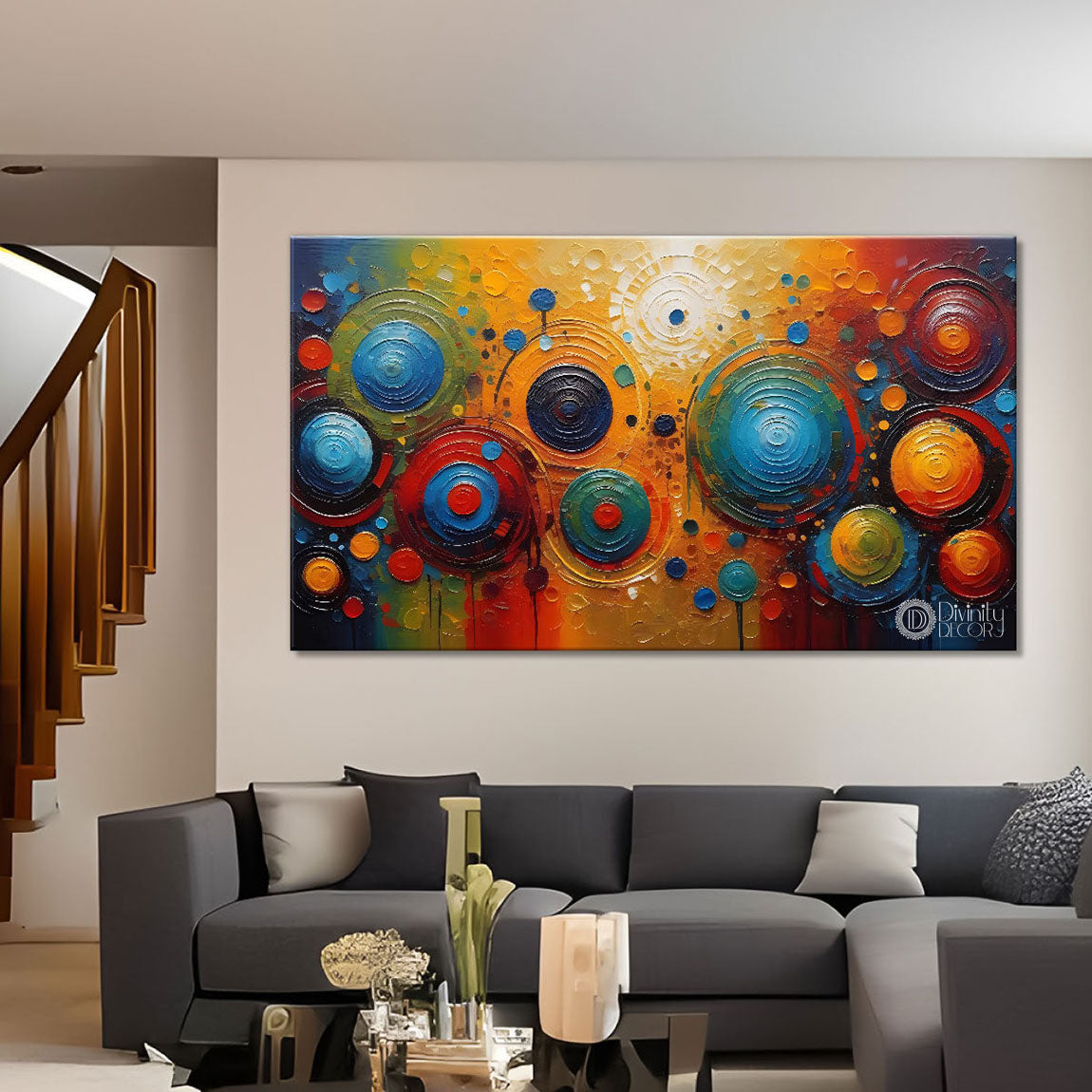 Bright background with spiral pattern art Canvas Painting - Design - Modern-L-187