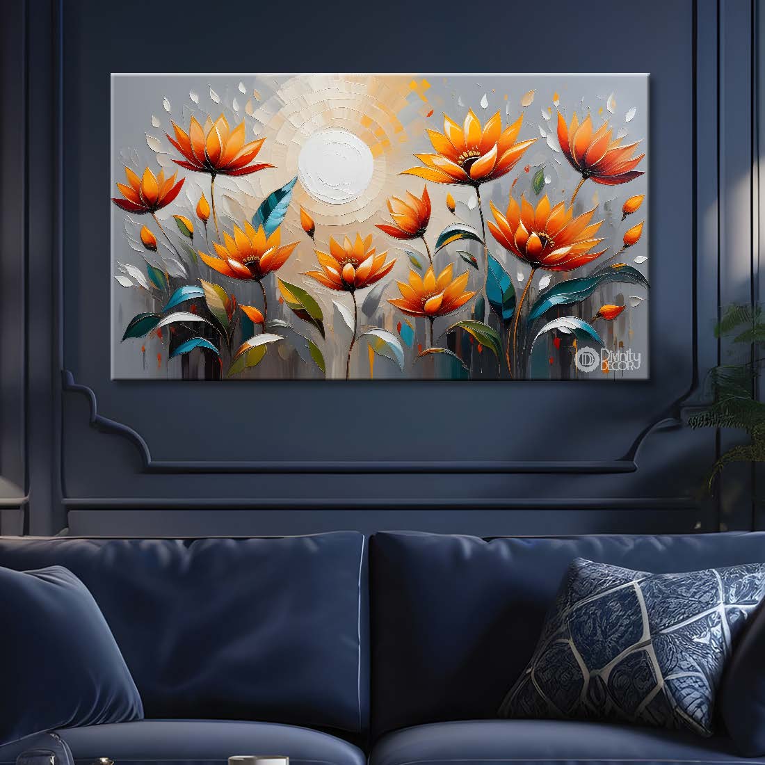 Yellow flowers with light textured painting- Design - Flower-188