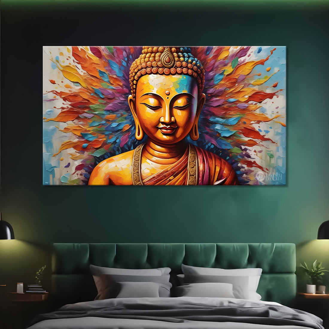 Buddha in colorful background textured painting Canvas Wall Painting - Buddha-188
