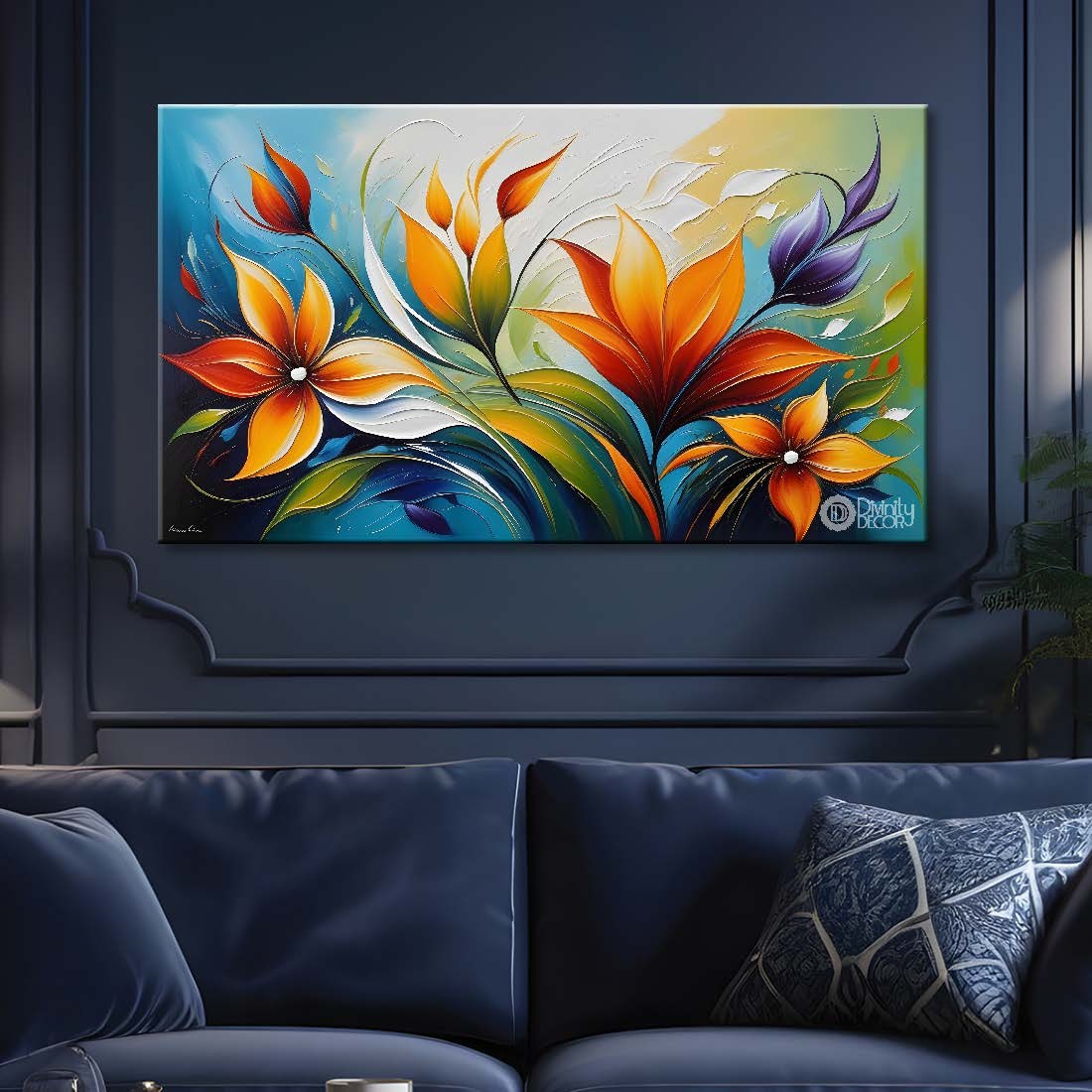 Yellow flowers with light textured painting- Design - Flower-189