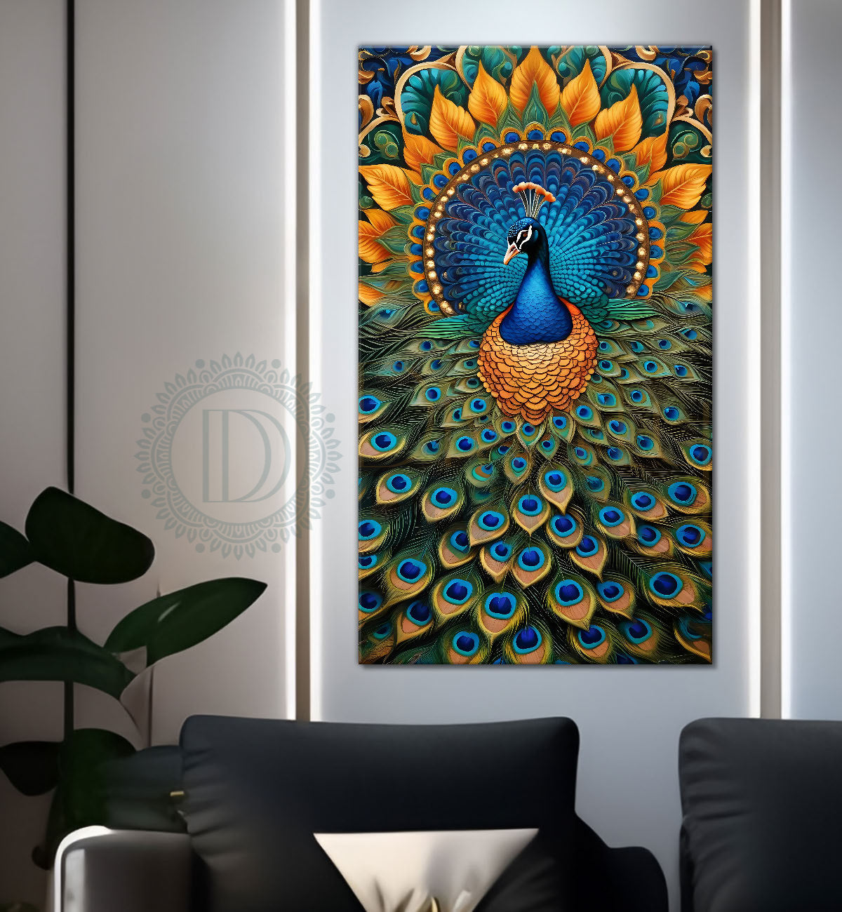 Peacock in bright colours modern art painting  - Design - Peacock-V-18