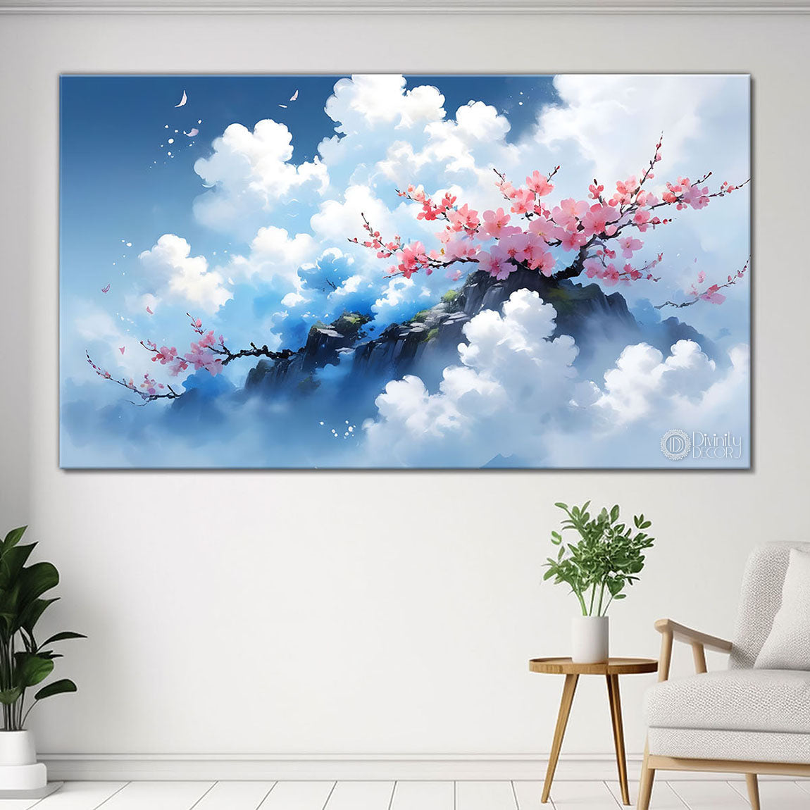 Clouds with flowers painting Canvas Painting - Nature Art -192