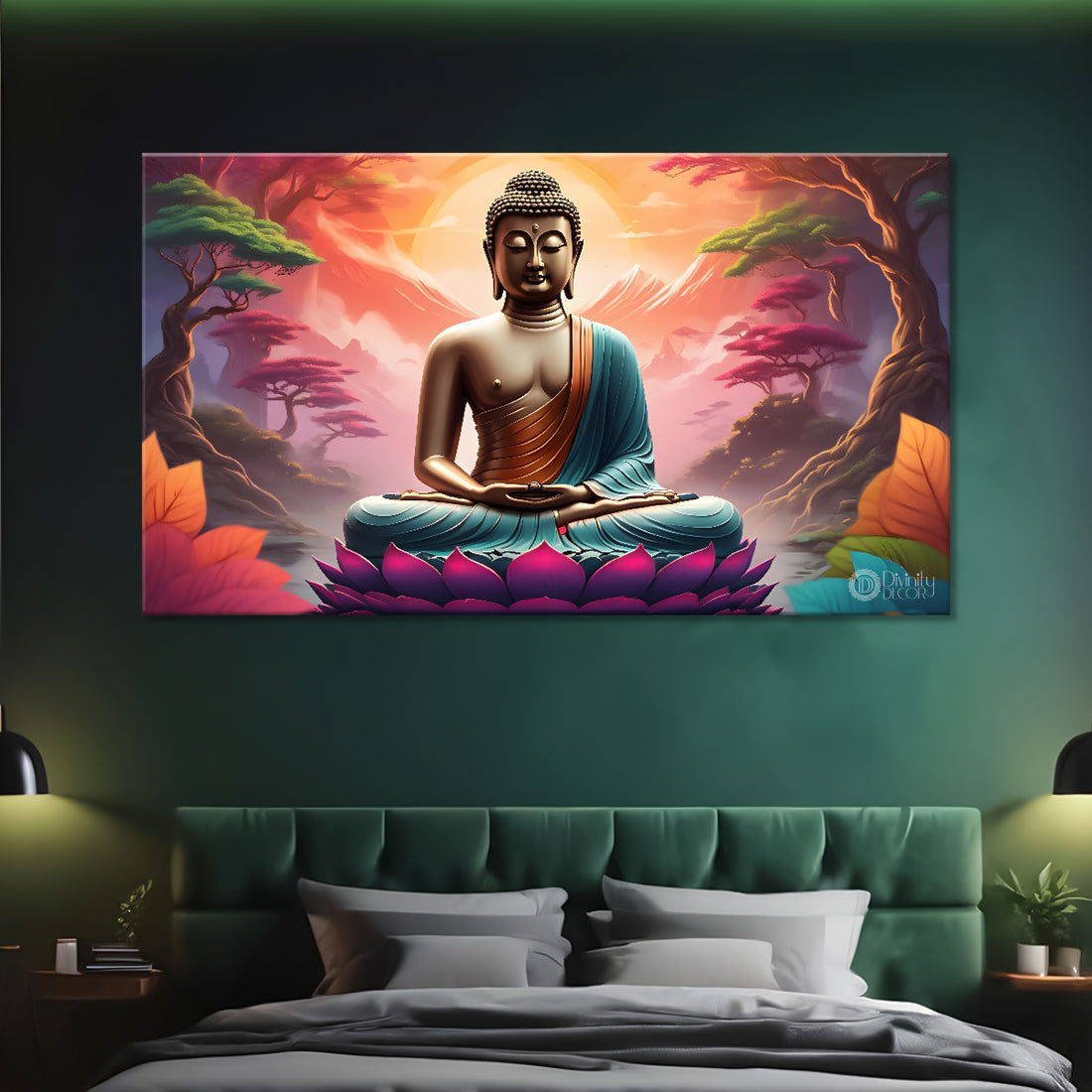Buddha in colorful background textured painting Canvas Wall Painting - Buddha-193