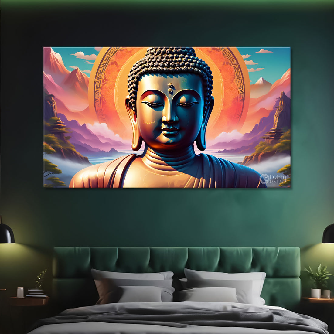 Buddha in colorful background textured painting Canvas Wall Painting - Buddha-194
