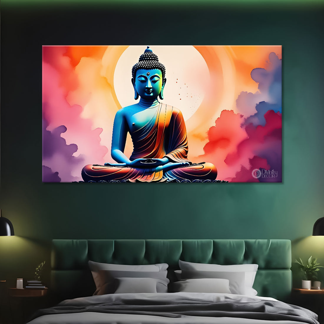 Buddha in colorful background textured painting Canvas Wall Painting - Buddha-195