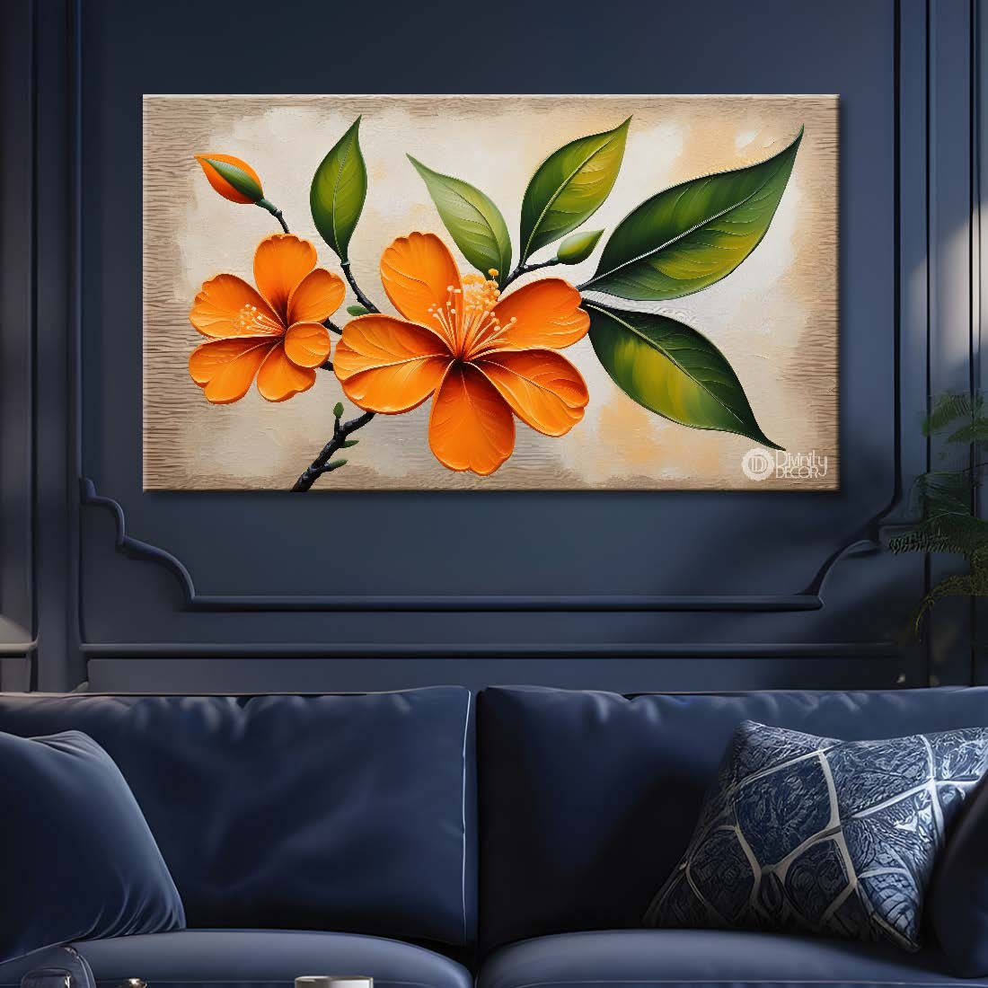 Orange flowers in light background- Design - Flower-196