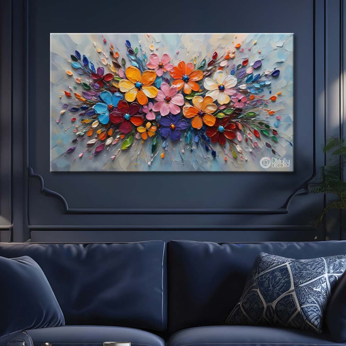 Colorful flowers in grey background- Design - Flower-197