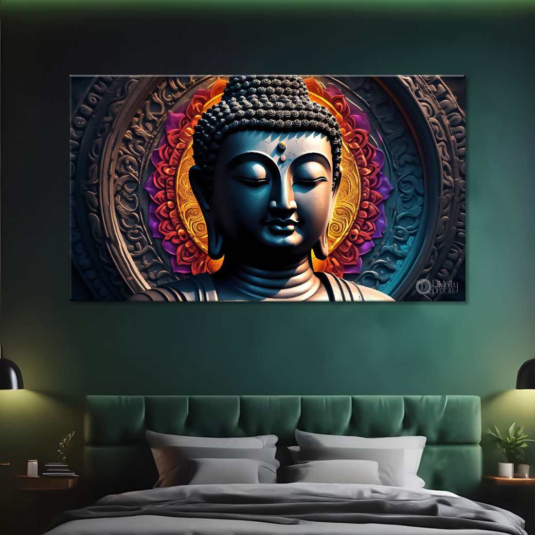 Golden buddha with dark background painting Canvas Wall Painting - Buddha-199