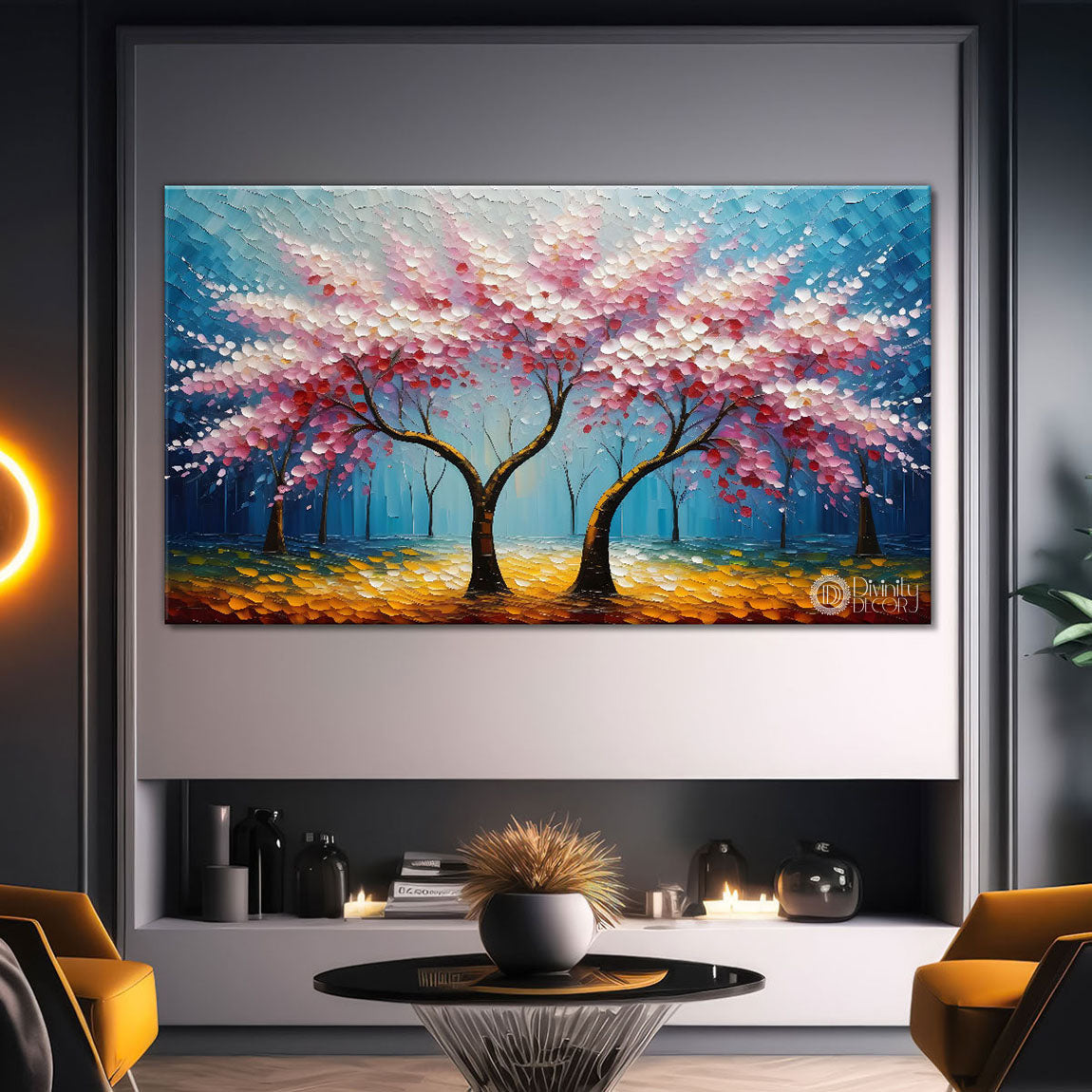 Spring tree in textured modern art- Design - Tree-199