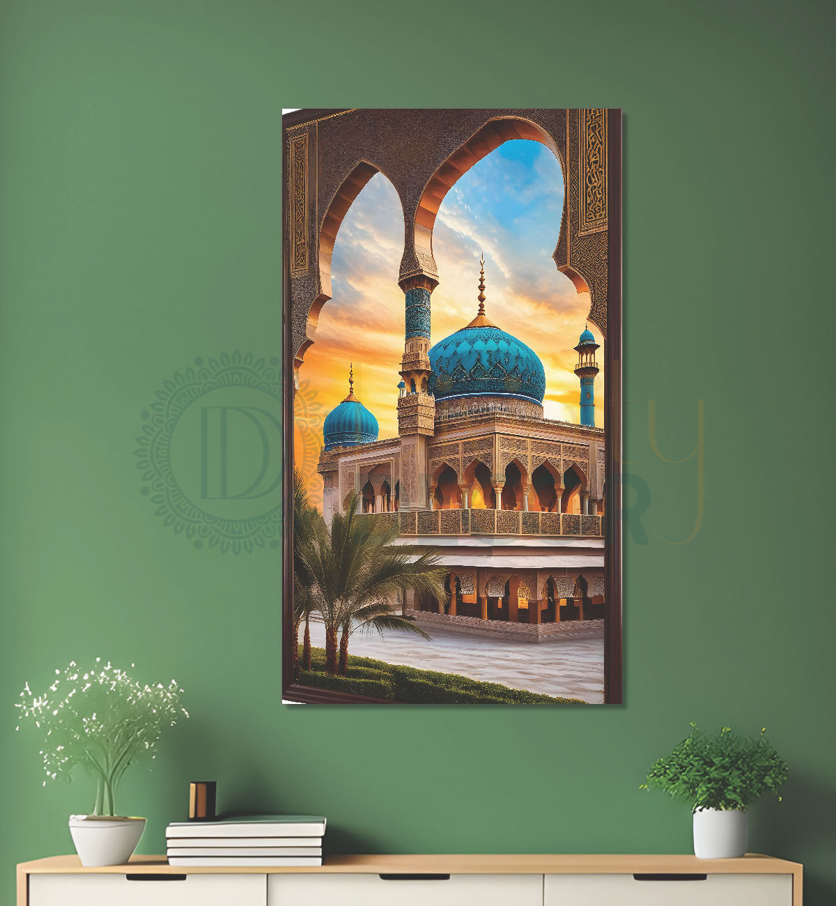 Islamic mosque  with bright colours painting - Islamic paintings-V-19