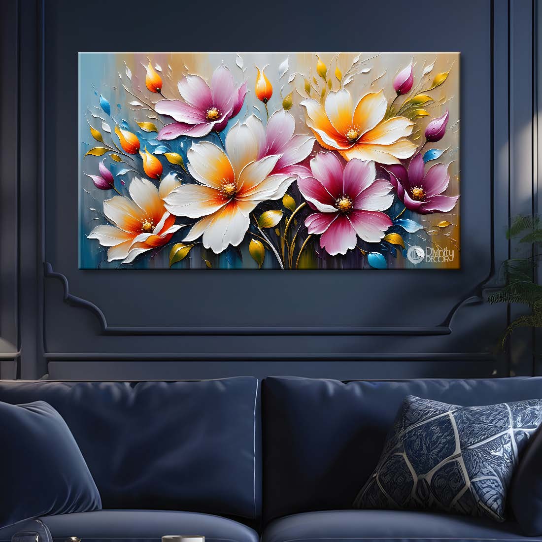 White and pink flowers with light background- Design - Flower-203