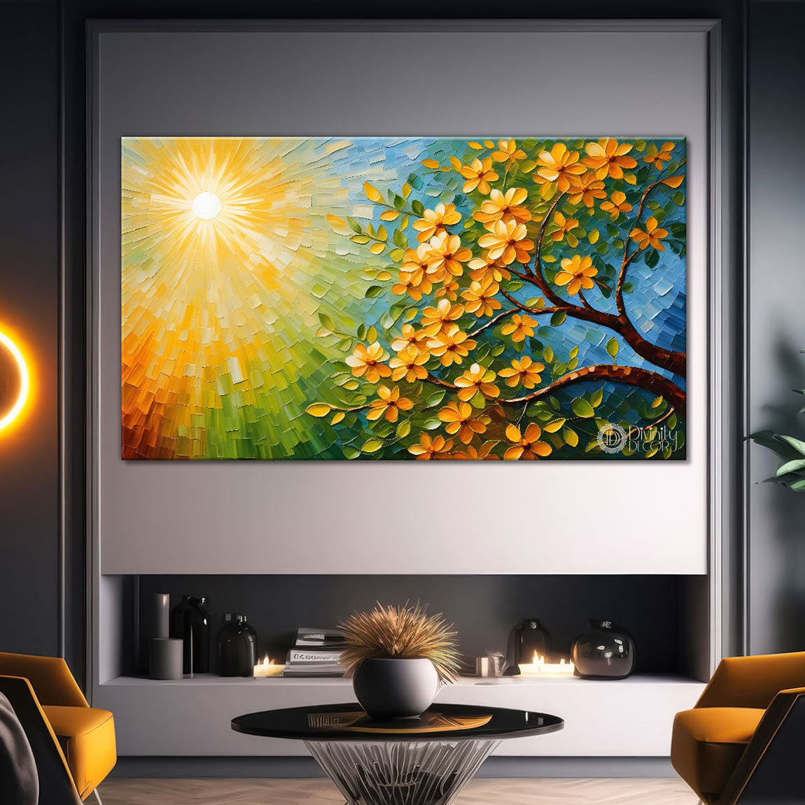 Colorful tree in textured modern art- Design - Tree-204