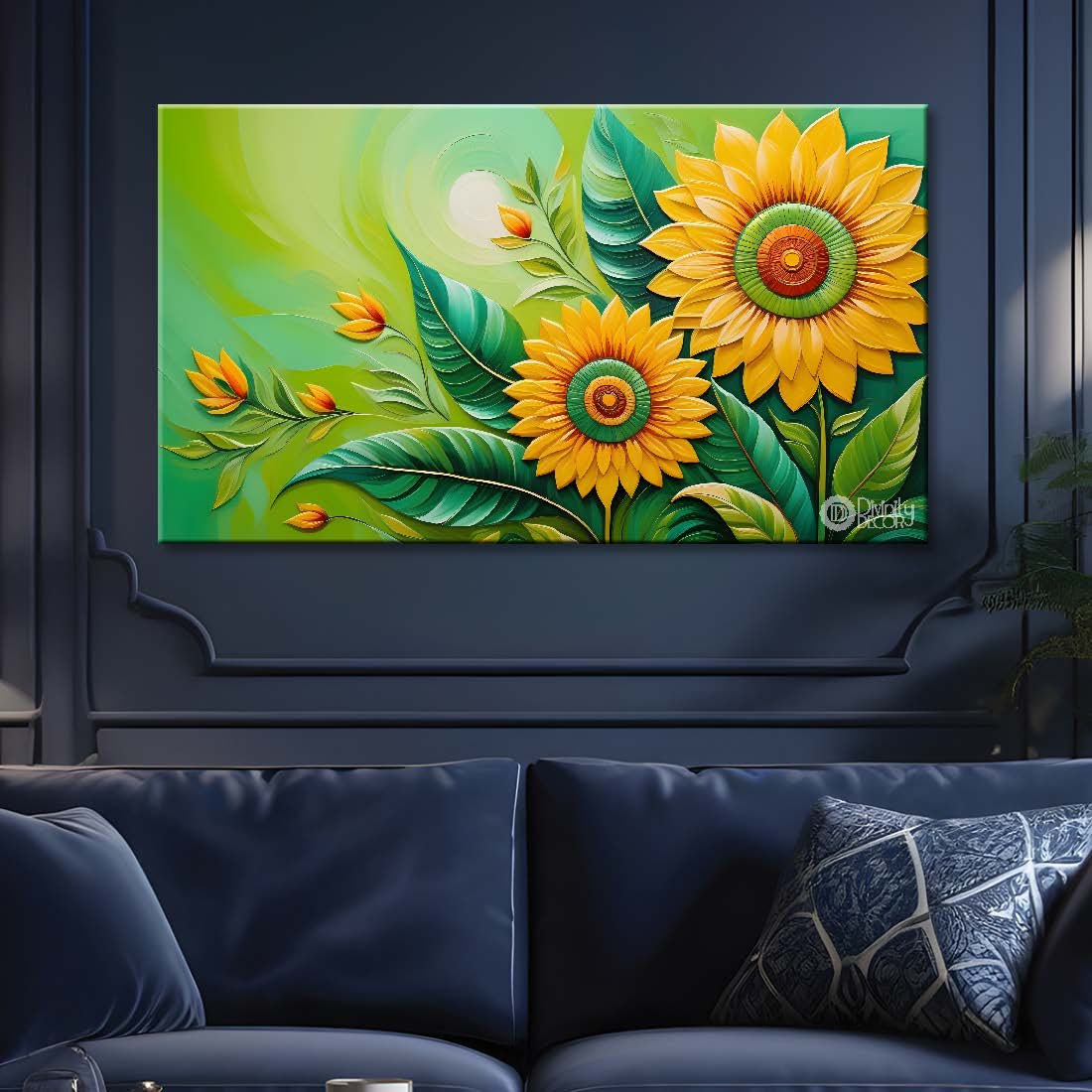 Sunflowers in green background- Design - Flower-205