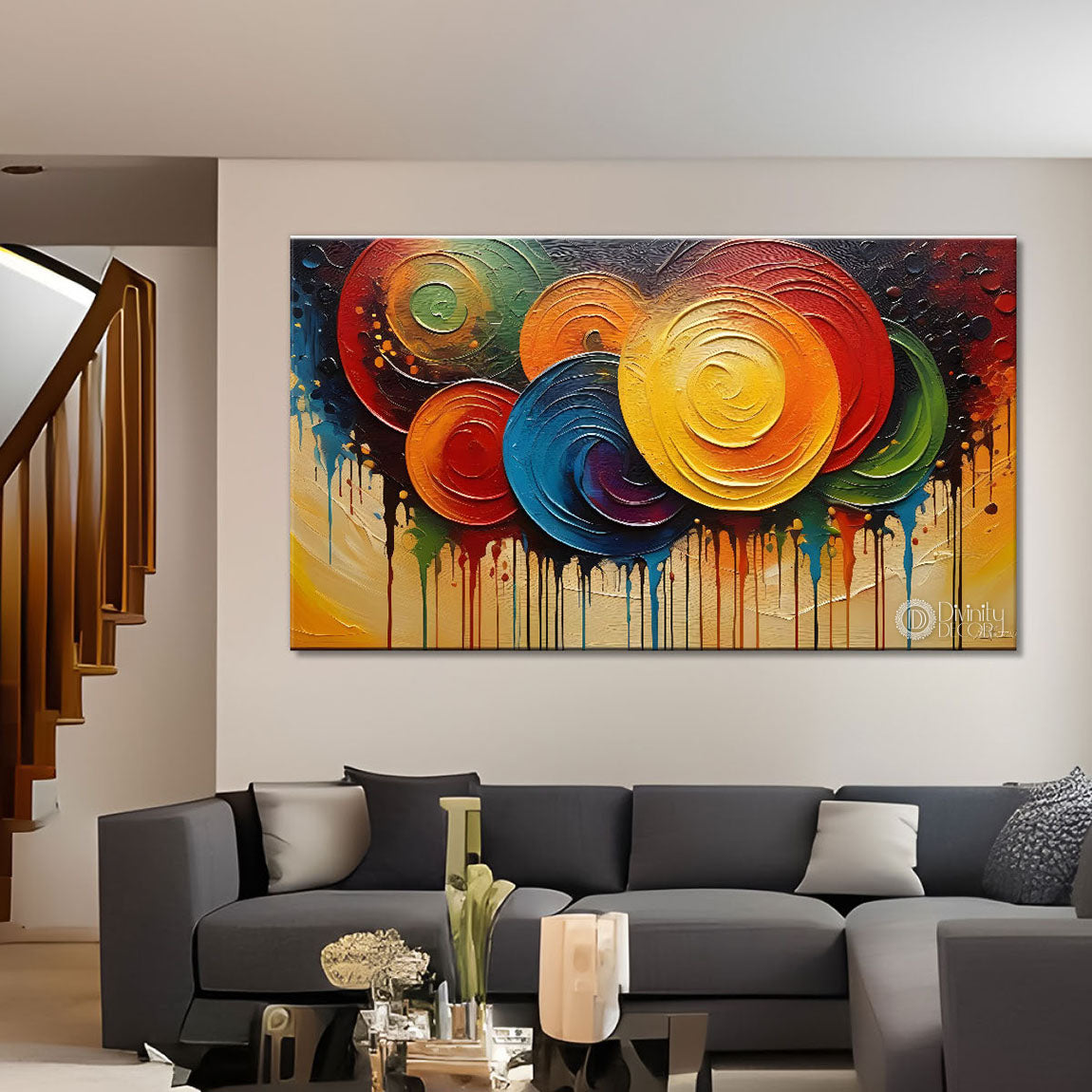 Spiral colorful oil painting Canvas Painting - Design - Modern-L-206