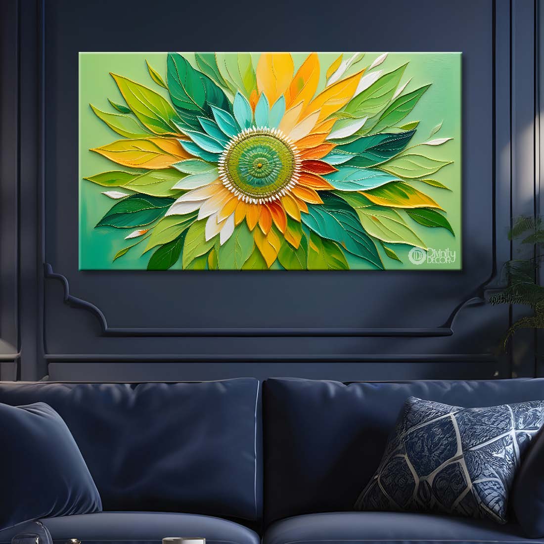 Colorful flower in green background- Design - Flower-206