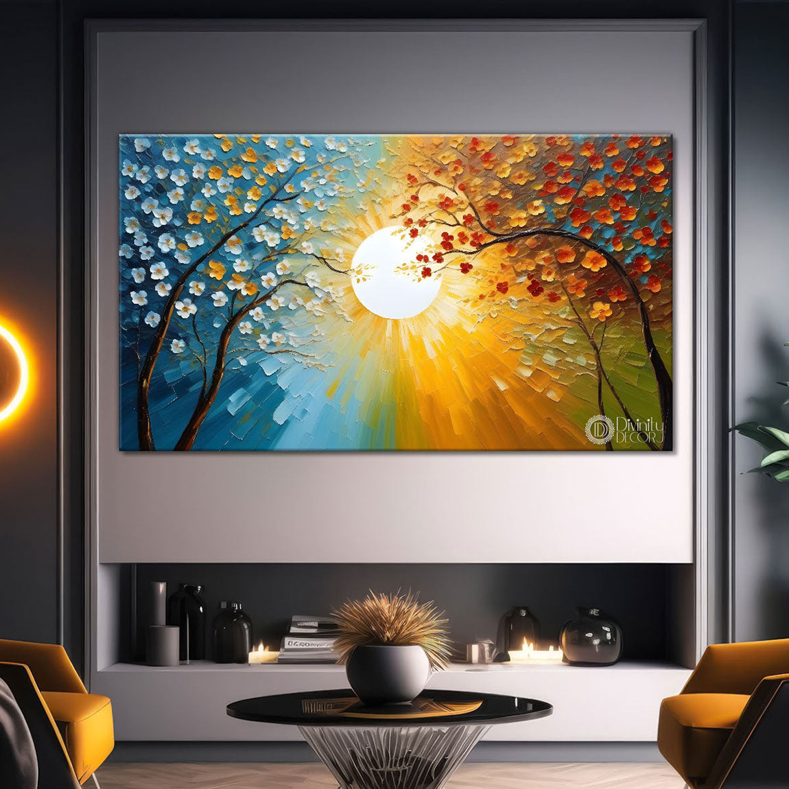 Colorful tree in textured modern art- Design - Tree-208